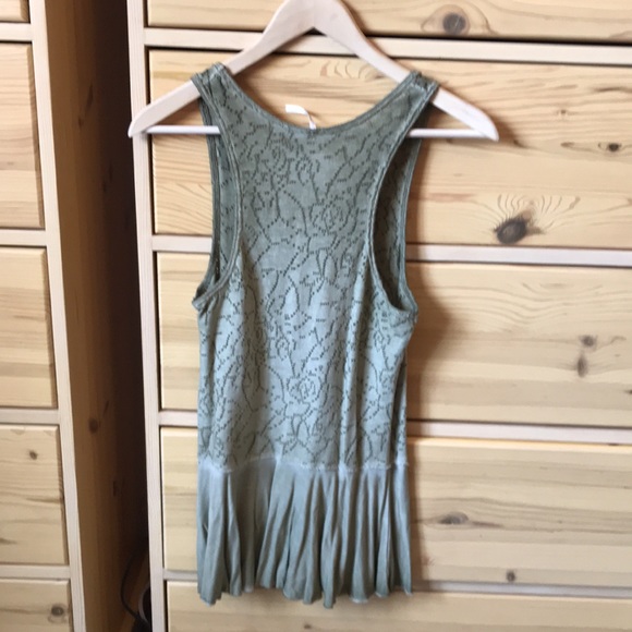 Free People Rally Perforated Peplum Tank Top Green Size Small - Picture 7 of 7